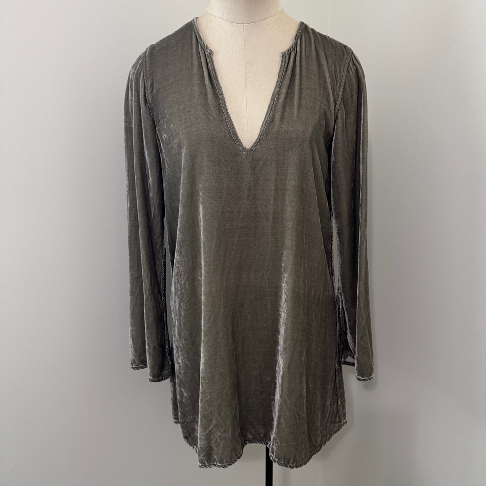 CP Shades Small Green Velvet Mini Dress Tunic Top ~ Holiday Festive
